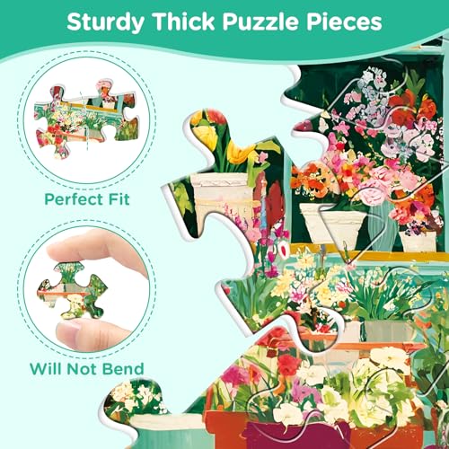 Rompecabezas de 500 Piezas para Adultos, Puzzle de Flores de Primavera | Puzzle Pink House 500 Piezas para Adultos y Adultos Mayores Tema Romance con Letras en la Parte Posterior miniatura 3