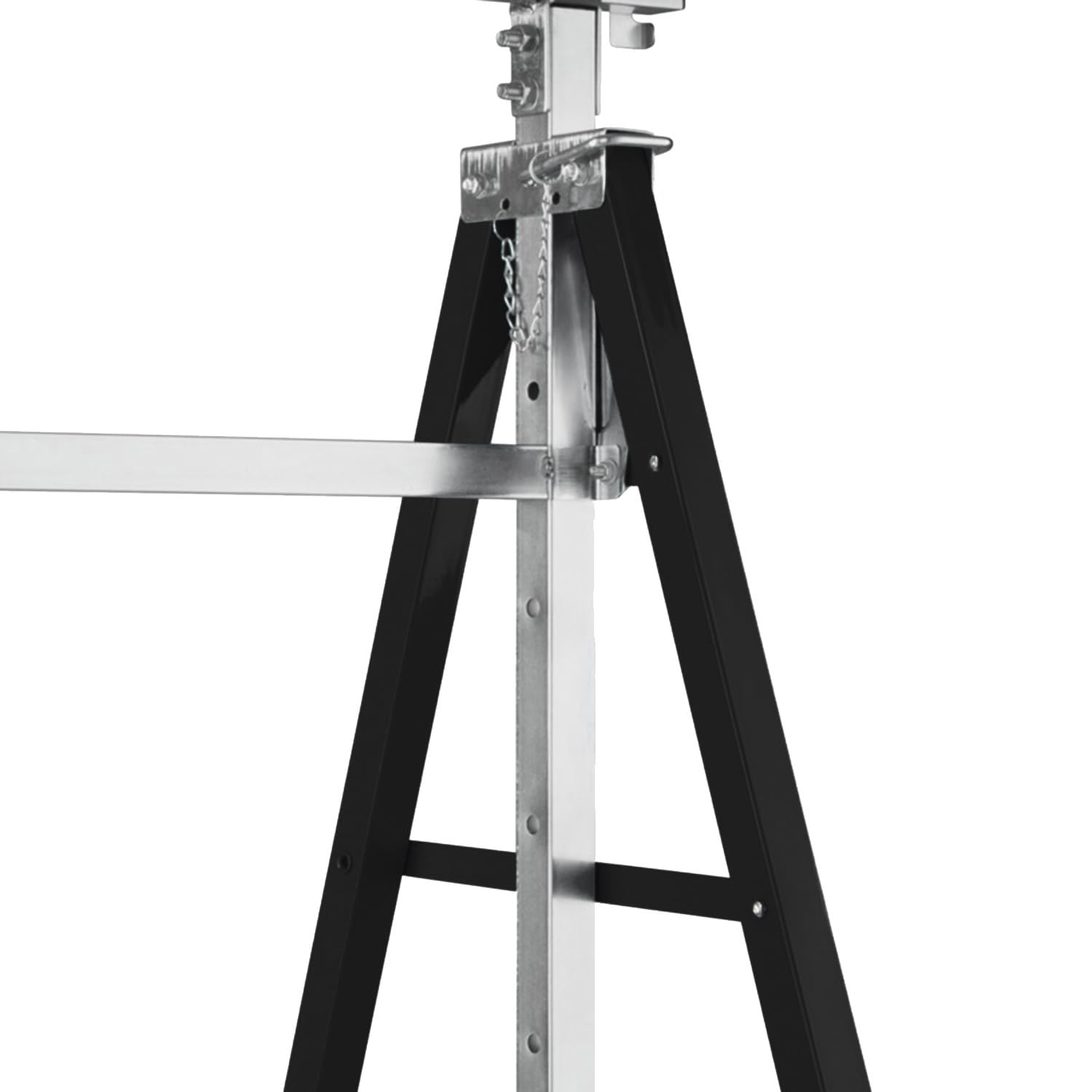 Cavalletto da lavoro, set da 4 cavalletti pieghevoli, regolabile in 7 posizioni, altezza di lavoro variabile 81-130 cm, rivestimento in plastica antigraffio nero.