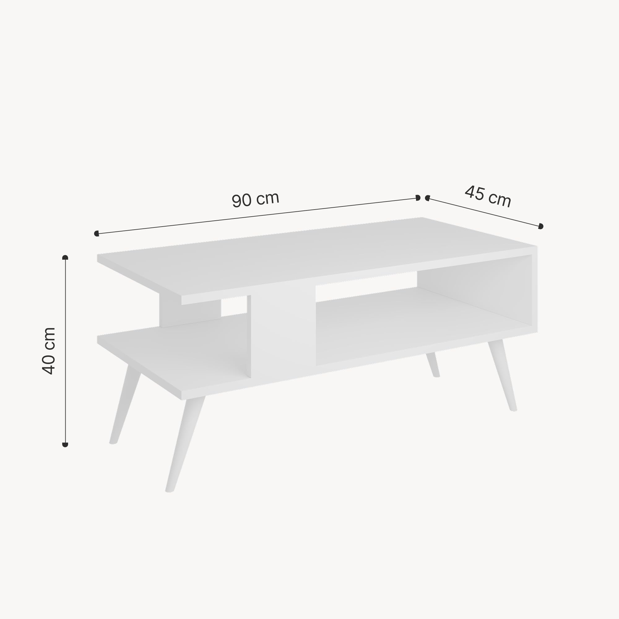 [en.casa] Table Basse Design Rectangulaire pour Salon avec Surface de Rangement Panneau de Particules Mélaminé Bois 40 x 90 x 45 cm Blanc