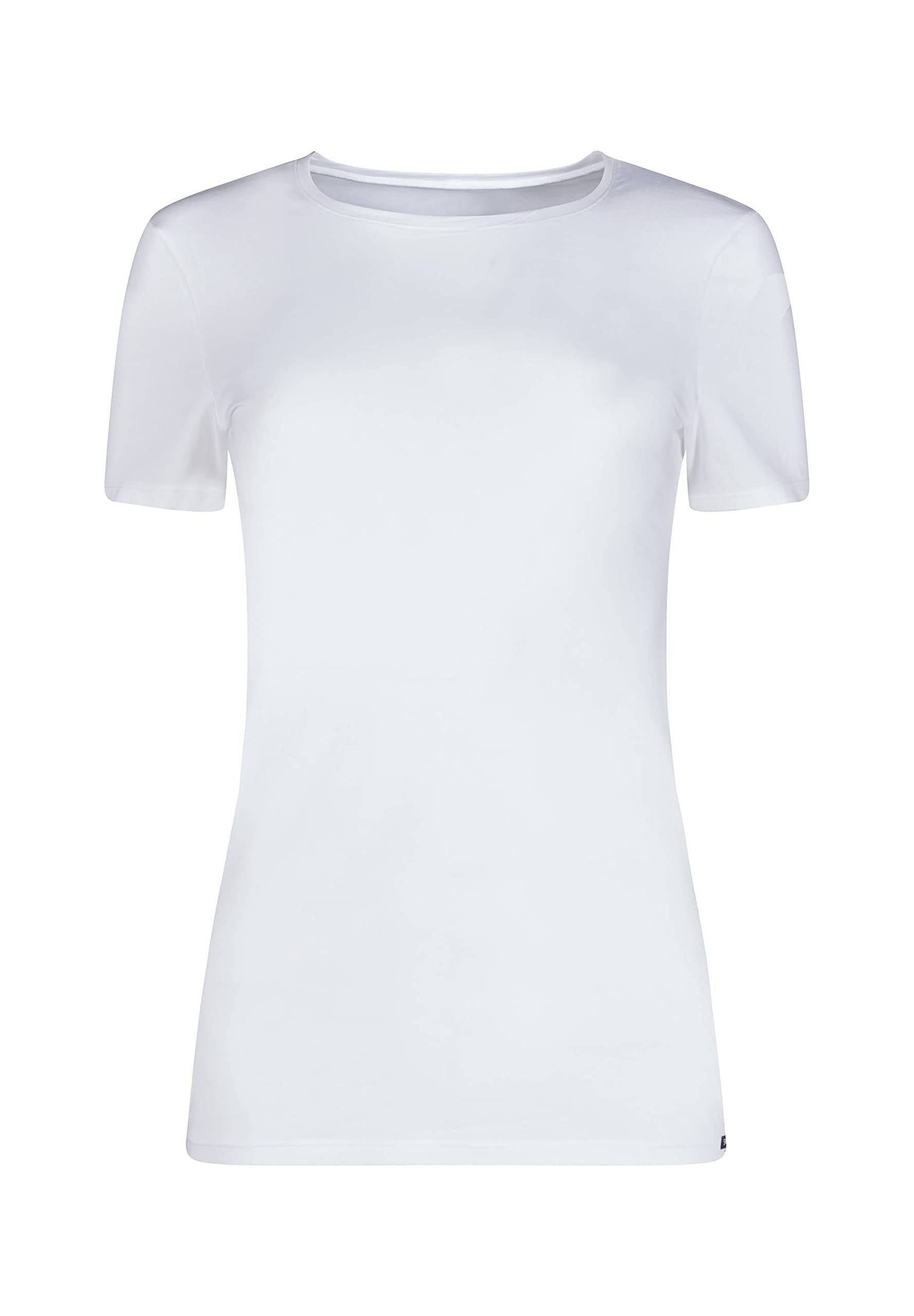 Skiny Damen Shirt - T-Shirt Weiß 36, Baumwolle, Rundhalsausschnitt, Kurzarm, Eng Anliegende Passform