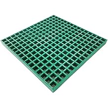 TECHTONGDA 1.5" Fiberglass Floor Grating FRP Floor Grid 3.56 sq ft Outdoor Drain Cover Car Wash Grille 1100 LB Capacity Green Square FRP Grating
