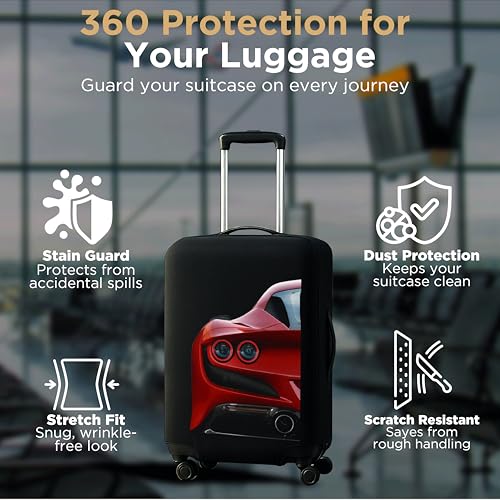 Image of Spendex Polyester Protective Luggage Cover | Hard Luggage Trolley Bag Cover | Washable | Dust Proof | Stretchable | M - 24 inch | Velocityy