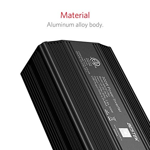 BESTEK 300W Power Inverter DC 12V to 110V AC Car Inverter with 4.2A Dual USB Car Adapter (Black)