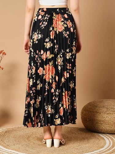 Image of KZULLY | Floral Printed Maxi Skirt | Comfortable Elastic Waist | Stylish Morden and Comfortable Looking | Fashionable and Modern Look Perfect for Any Event| Polyester, Crepe| for Women