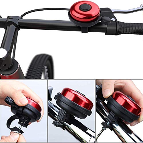 Musment Bicycle Bells, Classic Bicycle Bells, Aluminum Alloy Bicycle Bells, Bicycle Bells with Loud and Clear Sound for Adults and Children (Red), 0.83inch-0.86inch