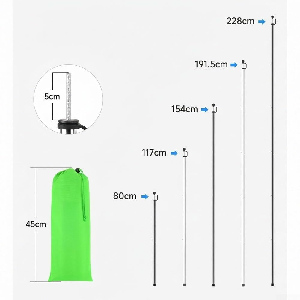 Pali per campeggio Acciaio Regolabili 80-228cm Pali per campeggio