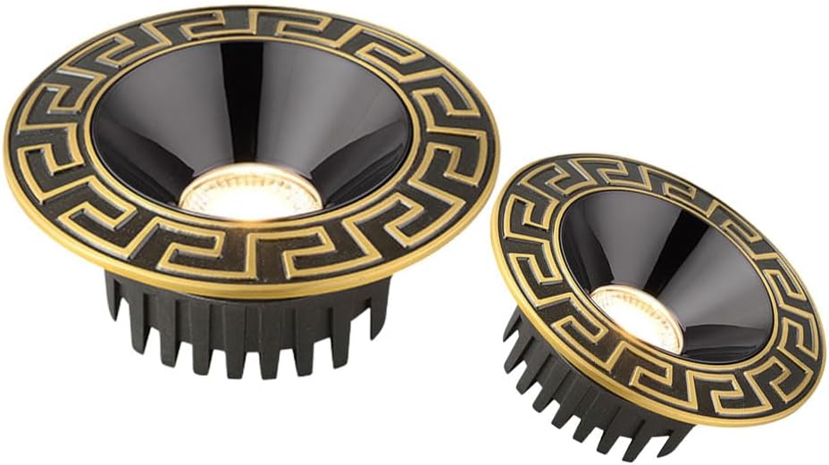 4.3 Inch Ultra-Thin Round Downlight Luminaire,Carving Brass Finish, LED Recessed Light Fixtures,COB Recessed Spotlight, 3CCT Selectable 3000K|4000K|6000K