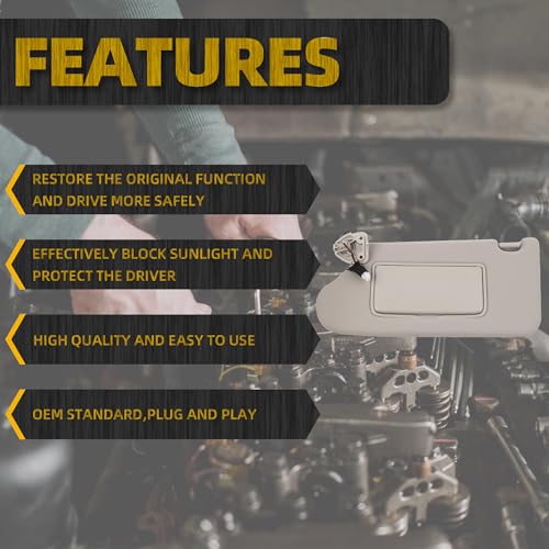 image for Dasbecan Left Driver Side Sun Visor Compatible with Nissan Maxima 2016