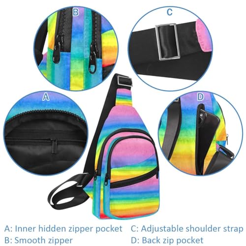 Riñonera cruzada para mujer y hombre, bolsa de pecho multicolor tipo acuarela 4