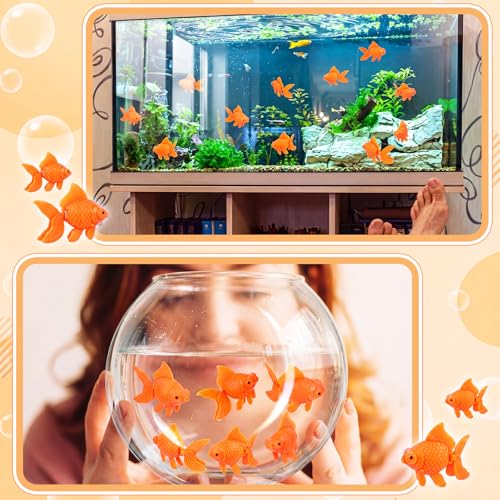 Image of Sumind 100 Pieces Orange Color Fake Floating Fishes Plastic Fake Goldfish Artificial Aquarium Fishes Colorful Realistic Artificial Moving Fish Ornament Decorations for Aquarium Fish Tank