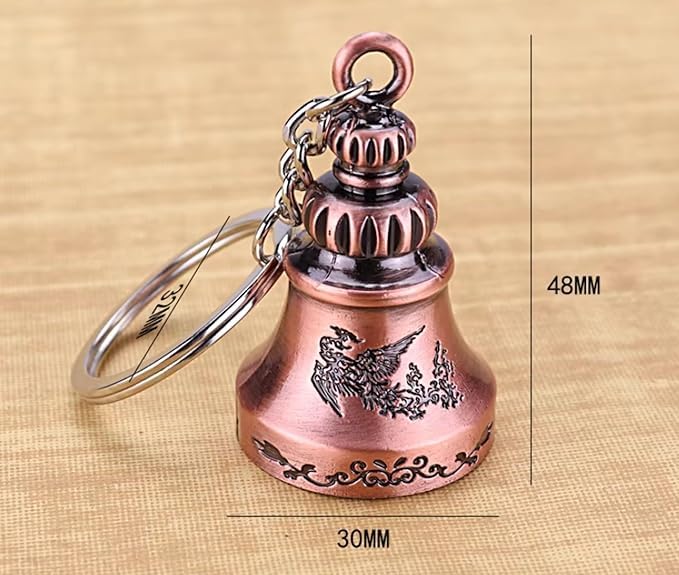 Image of Techpro Guardian Bell KeyChain Tibetan Key Chain Good Luck Key Chain For Bike Etc (1 Pc) (Oxidized Copper)