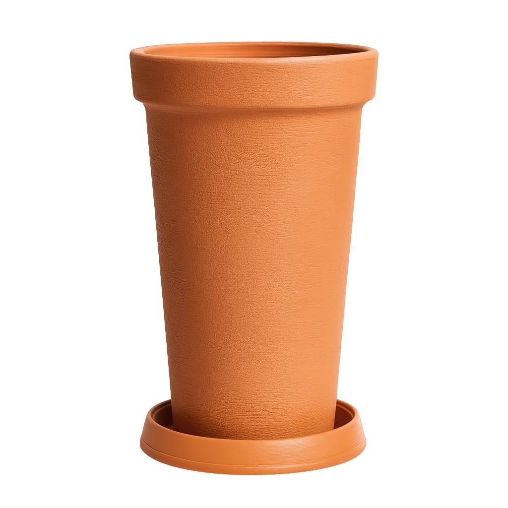 Unbekannt Pflanztopf Blumentopf Pflanzkübel Blumenkübel Tower Design Größen & Farben (48+Untersetzer, Terrakotta)