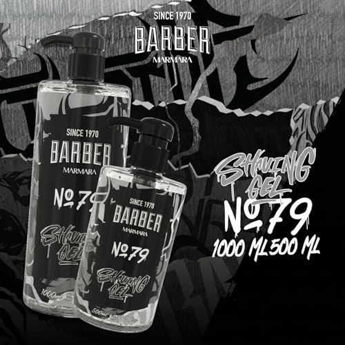 Barber Marmara No. 79 Shaving Gel for Men Transparent No Foam Shave Gel with Pump Professional Turkish Barber Quality for Beard Contours, Neckline & Close Shave Gel 500ml