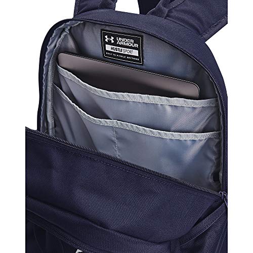 under armour unisex-adult hustle sport backpack  midnight navy 410metallic silver  one size fits all