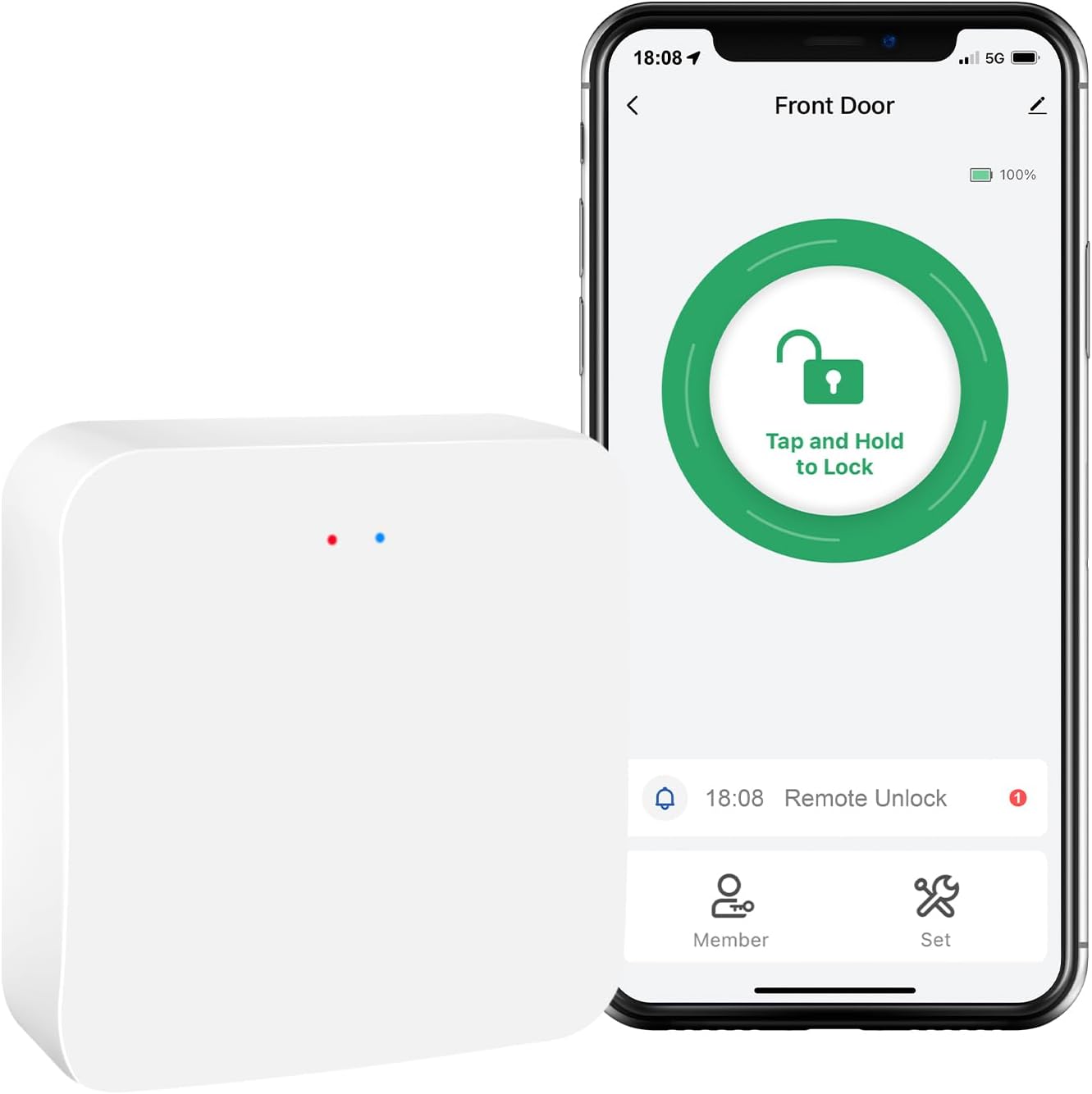 Yamiry WiFi Gateway for YR01 YR05 Smart Lock with Handle,Compatible with Nice Digi App, Remotely Control Keyless Entry Door Lock,Compatible with Alexa to Voice Control Smart Door Lock