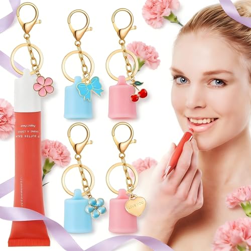 Pengxiaomei 5 Pcs Lip Gloss Keychain for Summer...