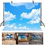 FUERMOR Background 7x5ft Blue Sky White Clouds Photography Backdrop Photo Studio Props Room Mural RQ021