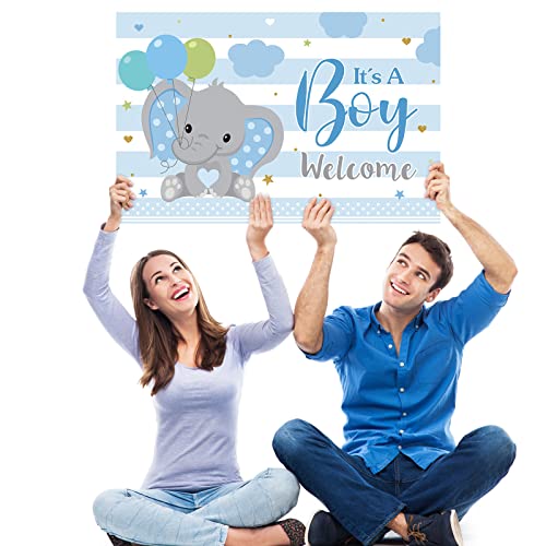 Baby Shower Yard Sign With Stake Gender Reveal Yard Sign Blue Pink Elephant Lawn Sign Gender Reveal Lawn Sign Welcome Baby Announcement Sign For Outdoor Baby Shower Decorations (It's Boy) #TOP4