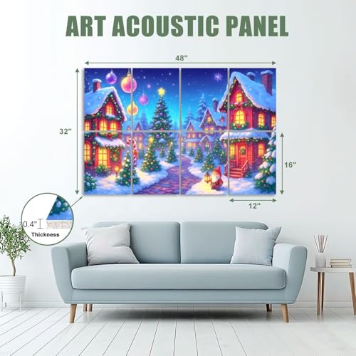 8 Pack Paneles Acústicos Artísticos para Absorción de Sonido, Decoración Navideña Autoadhesiva para Estudios de Grabación y Oficina 48"x32" miniatura 2
