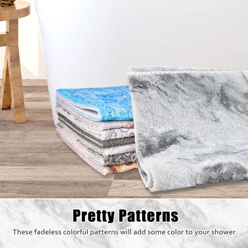 Image of Square Shower Mat Non Slip: 24x24 Inch Shower mats for Inside Shower with Drain Hole in Middle, Super Soft PVC Loofah Massage Shower Floor Mat, Anti Slip Shower Stall Mat, Quick Drying