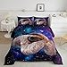 Feelyou Galaxy Sloth Comforter Set King Size Soft Kids Sleeping Sloth Bedding Set with Pillow Case Universe Outer Space Decor Comforter for All Season Boys