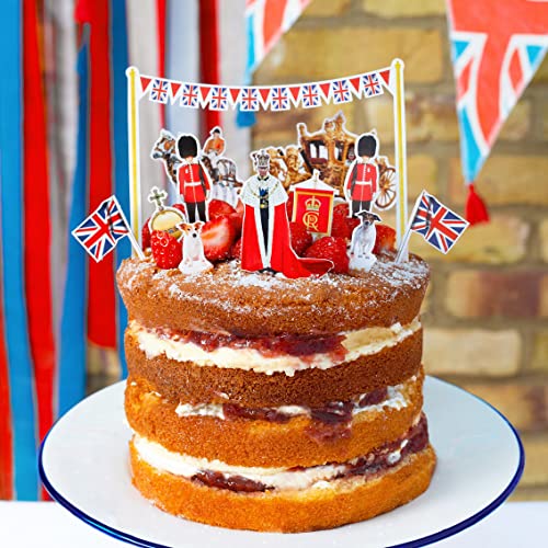 Talking Tables - Royal Coronation Cake Decorations Cupcake Toppers - King Charles III Union Jack Flags - British Street Party - 12 Pack