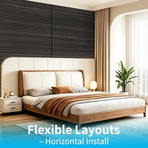 Image of Art3d 47 x 23.6 in Acoustic Wood Slat Design Wall Panels, 4-Pack, Grey Oak