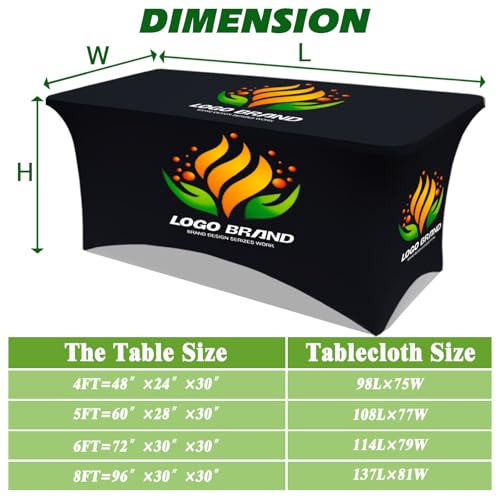 Customized Table Cloth with Logo Personalized Table Cloth for Tradeshow Events Company School Shop Charity Associations (Rectangular Spandex 8FT)