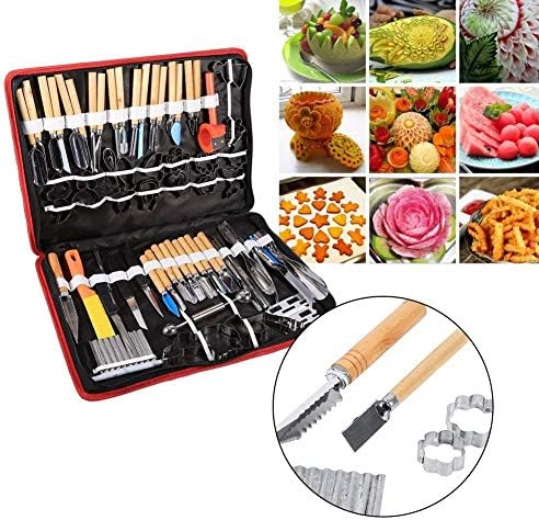 Zyyini Kitchen Carving Tools Kit, 80pcs/set Vegetable Fruit Carving Knife Watermelon Pumpkin Multifunctional Fruit Peeler Cutting Slicing Carving Tool Kitchen Helper Set for DIY Fruit Decoration