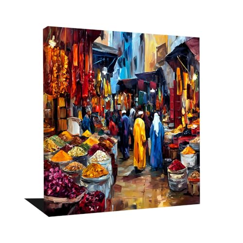 Tableau Oriental Marocain - Deco Murale Arabe - Art Mural Abstrait en Toile - Decoration Murale Arabesque - Tableau Oriental Salon - Toile Imprimée Abstrait - Idee...