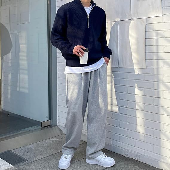 Mokaloha Mens Sweatshirt, Stylish Quarter-Zip Corduroy Ribbed Polo, Pacificozy Sweatshirt Stand Long Sleeve Shirts3