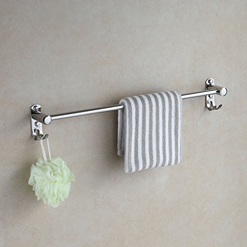 Eridanus Toallero de Acero Inoxidable, Estante de Toallas Montado en Pared, Toalleros Repisa con Barra y 2 Ganchos para Baño