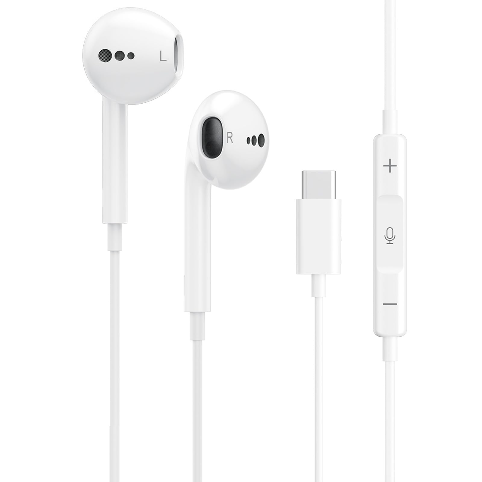 Wired Headphones USB C, Wired Earbuds for iPhone 17 16 15, Type C Earphones | with Microphone & Remote Control, USB C Wired Ear buds for Apple iPhone Android, iPad, S25 S24 Ultra, Pixel 9
