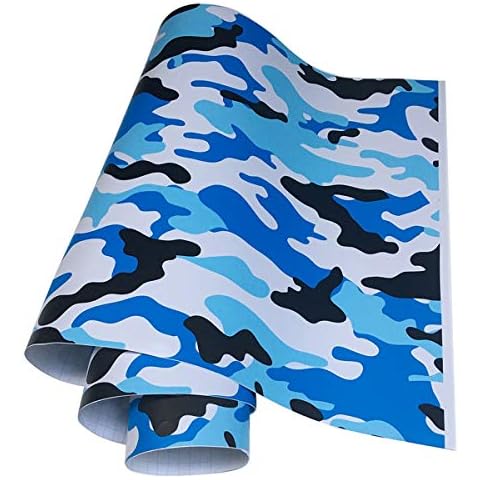 LKXHarleya Light Blue Camo Vinyl Wrap Car Camouflage Vinyl Film Air Release Vehicle Sticker Matte Car Vinyl Wrapping for Car Bike Laptop Boat Motorcycle, 10x100cm Cover