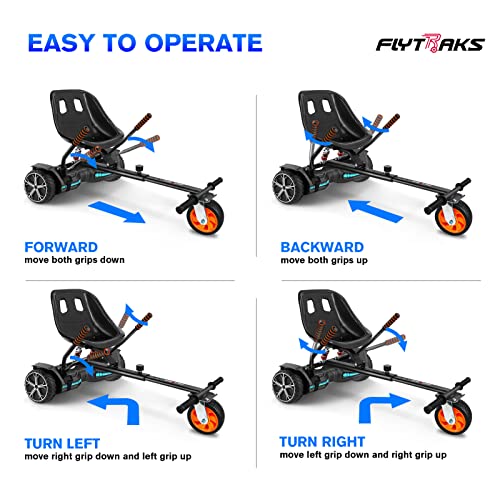 K2 Self-Balancing Scooter Go Kart with Rear Shock Absorption, Balancing Scooter Seat Attachment for 6.5" 8" 10" Tires, Adjustable Length & Off-Road Wheel( (Not Including Balancing Scooter)