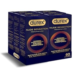 Durex Nude Sensation, preservativi in Nitrile, senza lattice di gomma naturale, ultra sottili ed extra lubrificati, maggiore condivisione di calore corporeo, vestibilità regular, 6x10 profilattici