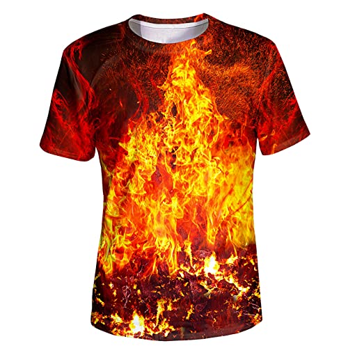 Asylvain Unisex 3D Graphic T-Shirt Colorful Design Short Sleeve Crewneck Digital Tee for Young