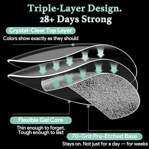 Image of Leykosh Medium Almond Nail Tips 540 Pcs Clear Half Matte 15 Sizes | 540 pcs medium almond clear tips with 70-grit pre-shaped half matte surface for salon extensions and DIY.