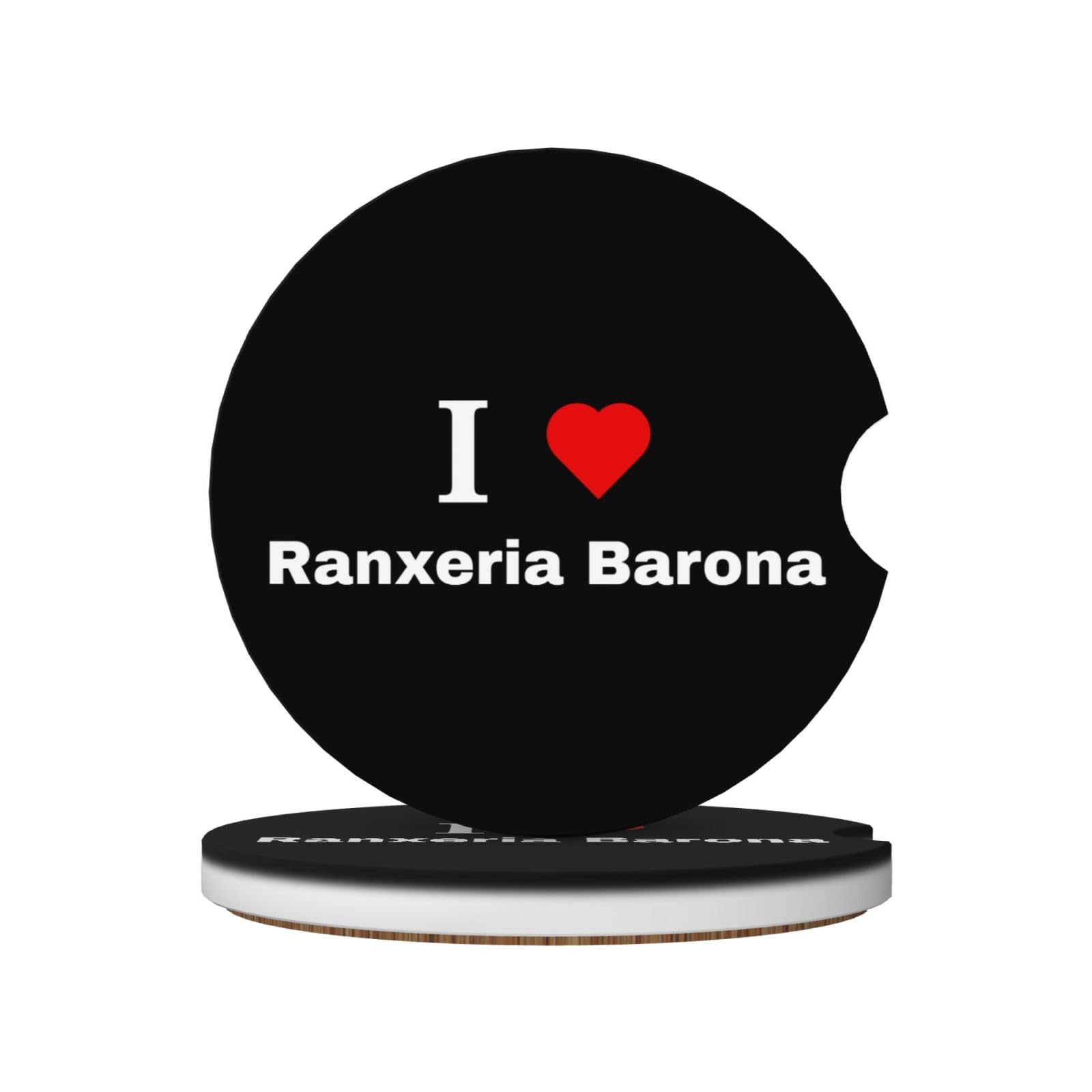 I Love Ranxeria Barona Car Coasters Men Women's Ceramic Coasters 2.56 Inches Ceramic Stone and Non-Scratch Cork Bottom Coasters（2 PCS）