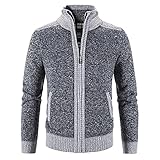Dyhxuan Chaqueta de forro polar para hombre, costuras en bloque de color, chaqueta de invierno, chaqueta de felpa cálida, corte ajustado, chaqueta de entretiempo, manga larga, cuello alto, abrigo de