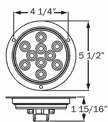 Lámpara LED roja redonda de 4" con brida de montaje miniatura 4