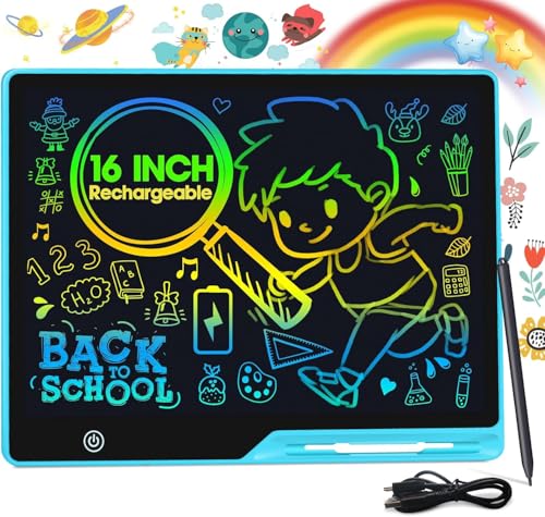 POPERFUN LCD Writing Tablet for Kids, Rechargeable Drawing Pad 16 Inch Colorfuls Doodle Board, Kids...