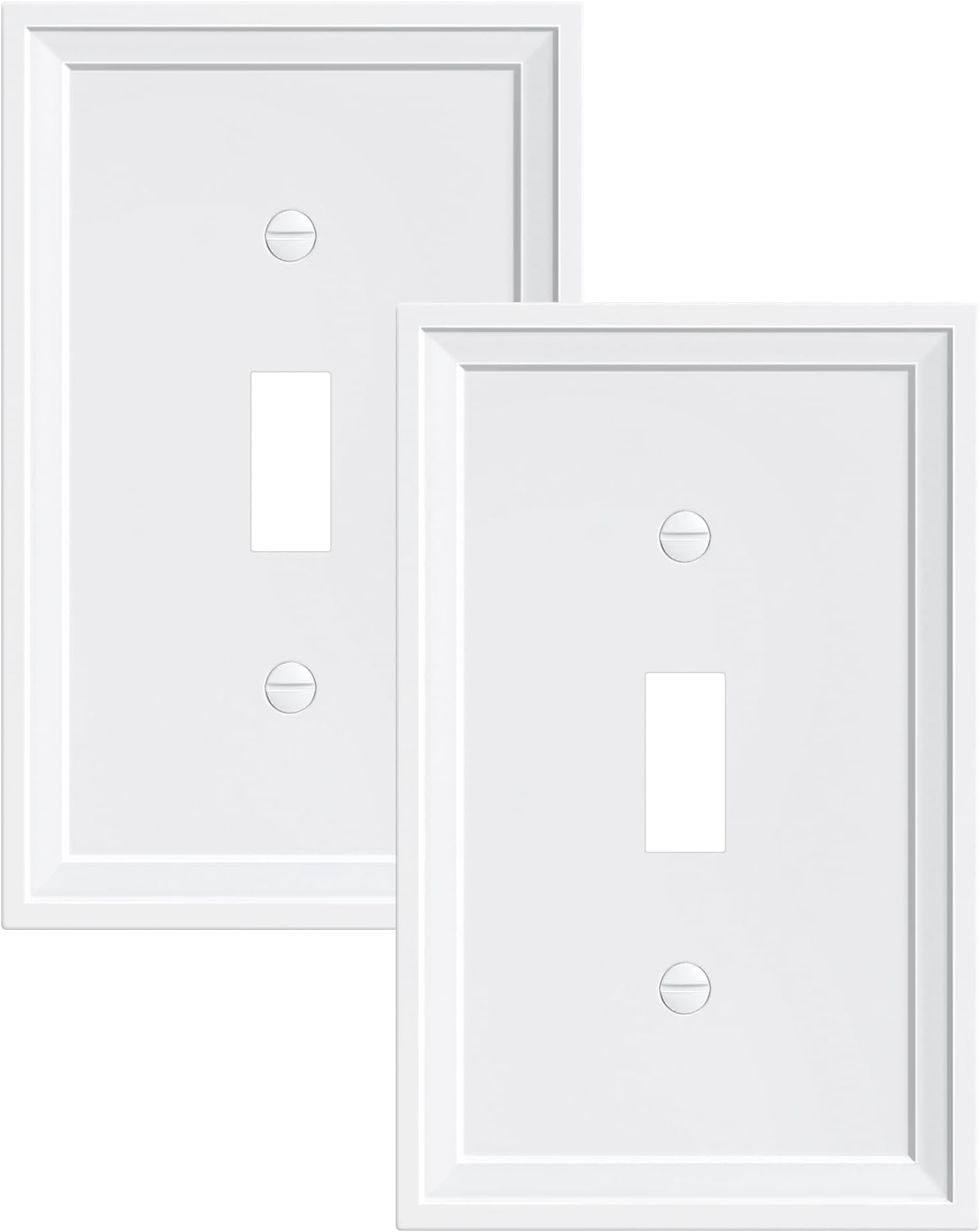 2-Pack Single Toggle Light Switch Covers Wall Plate, Pure White Decorative Switch Plate Covers, 1 Gang Natural Bamboo Fiber Wall Plate, Corrosion Resistant