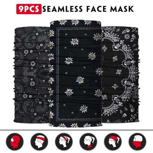 Image of Neck Gaiter for Men Women Headwear Bandana Head Wrap Face Scarf Mask Cover Warmer Balaclava-Seamless & Versatile
