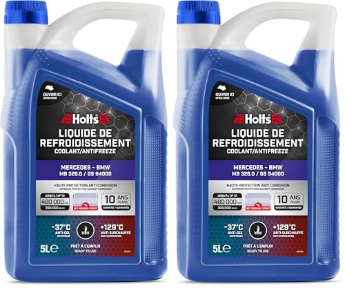Holts HAFR0008B Liquide de Refroidissement antigel pour Voiture Mercedes et BMW, durée de Vie de 10 Ans, 480,000km Protection jusqu'à -37 °C, Bec verseur...
