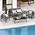 HOWSVN 4 Piece Modern Aluminum Patio Furniture Set, Outdoor Metal Seating Sets, Patio Sectional Conversation Set with Soft Cushion and Coffee Table (4 Piece Set)
