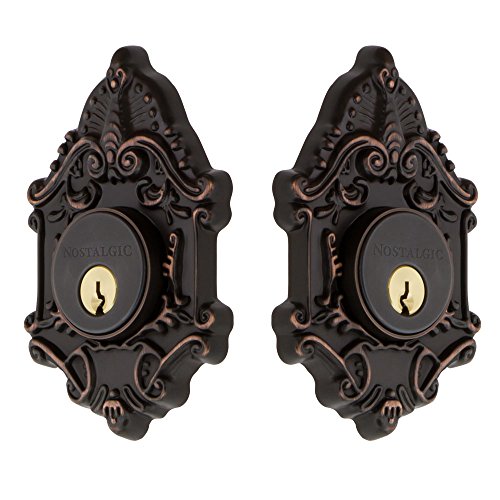 Image of Nostalgic Warehouse Victorian Double Cylinder Deadbolt, Timeless Bronze, Key Lock, 2-3 /8 inch