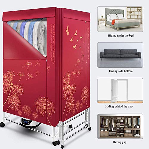 Asciugatrice Multifunzione Pieghevole 1500W,Asciugabiancheria A Risparmio Energetico Anionico,Stendibiancheria Elettrico Portatile,Timer Automatico Digitale Con Modalità Rapida Ed Efficiente,Rosso - Image 4