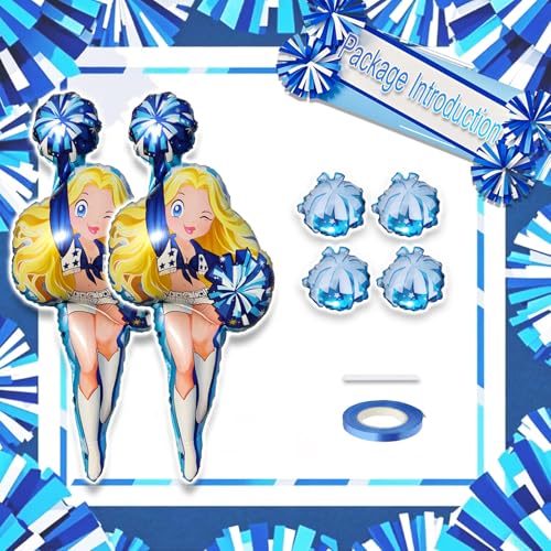 Image of Cheerleader Foil Balloons with Cheer Pom Poms Balloon for The World Cup Cheer Party Supplies Helium-Ready Cheerleading Birthday Party Decorations High School Celebration Event