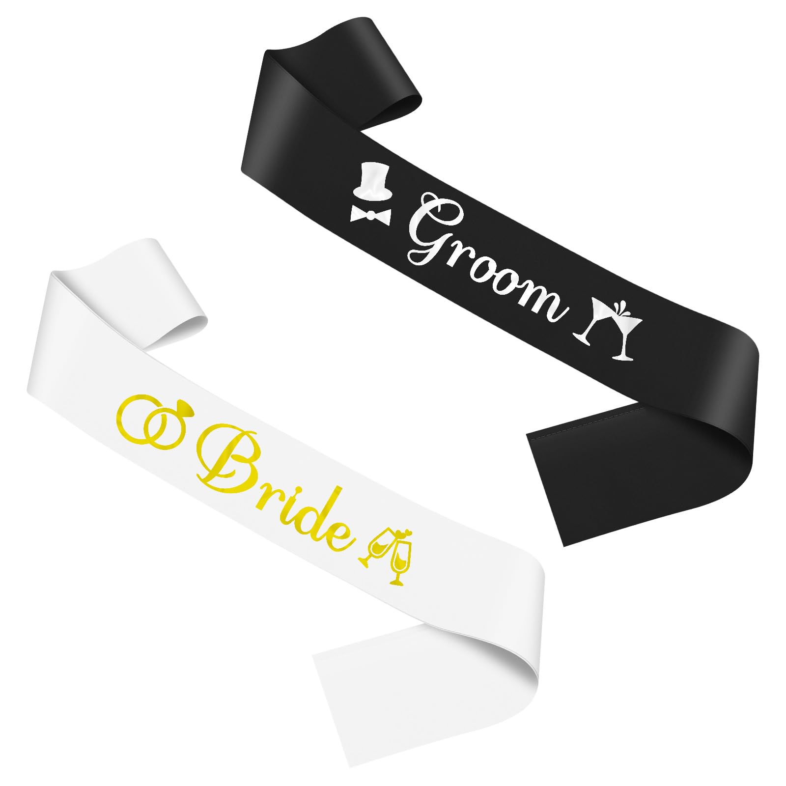 2PCS Bride Groom Wedding Party Sash Wedding Gifts for Bride Groom Engagement Gifts for Couples Best Friends Family Bachelor Party Decorations Sashes Bridal Shower Gift for Her Him Future Mrs Mr Gift
